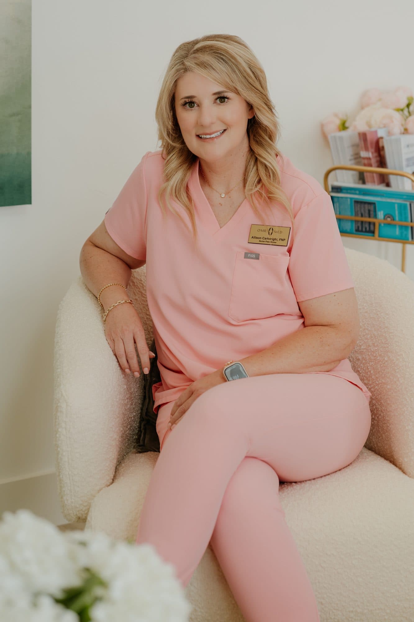 A member of the OmriMed care team in the clinic lobby